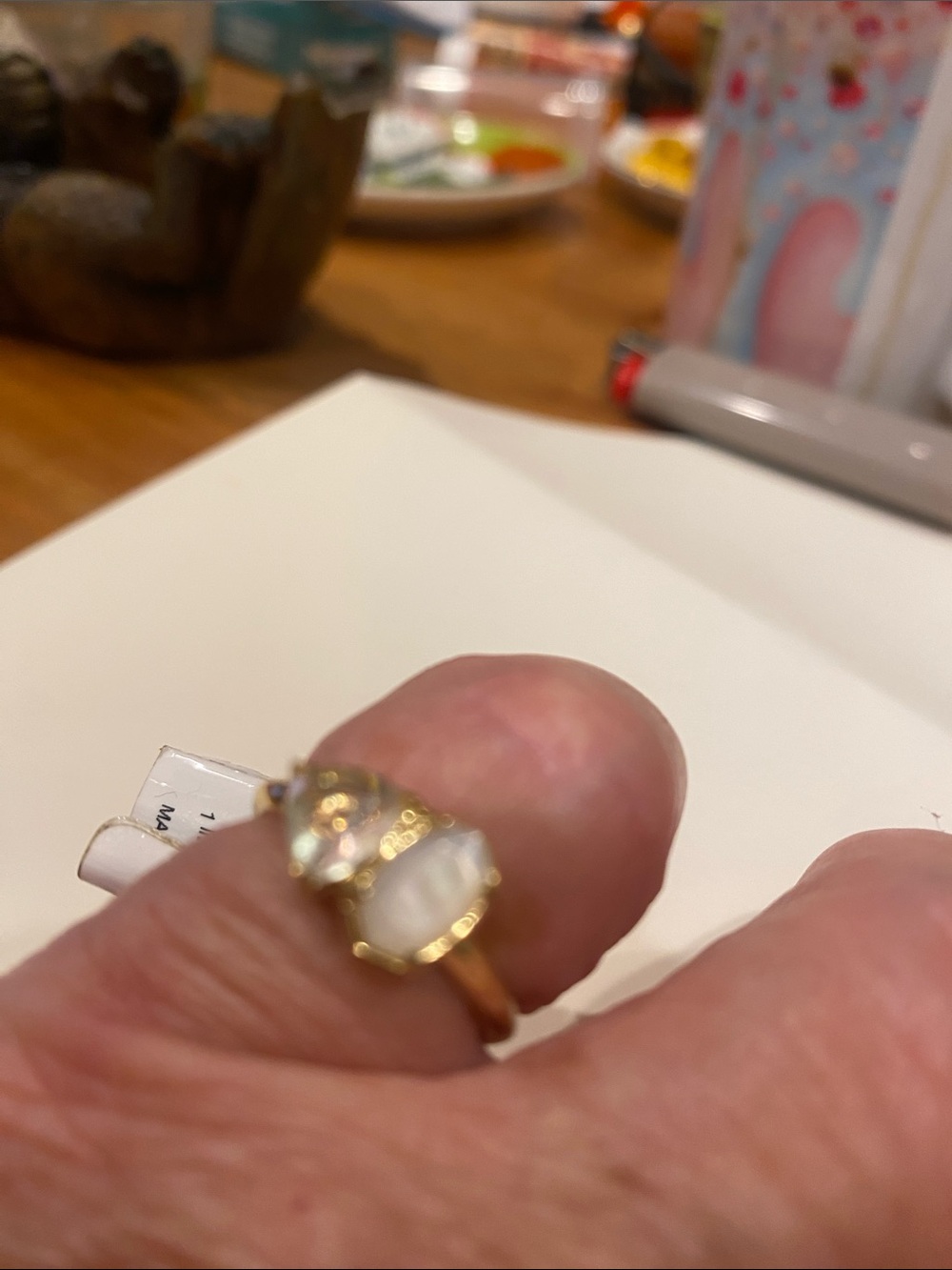 Kendra Scott Gold Mother-of-Pearl and Crystal Ring - Unbranded